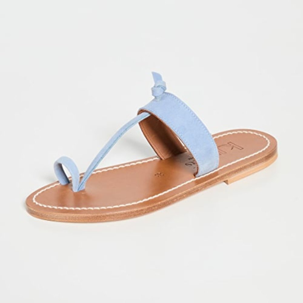 New K. Jacques "Ganges" Sandals in Powder Blue Suede Size 39 Made in France